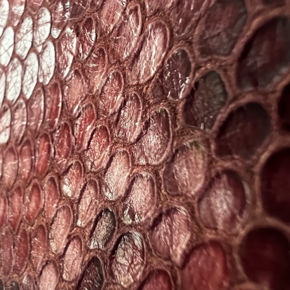 Tre Vero Vintage Red Python Embossed Holographic Italian Leather Purse Bag - Picture 10 of 17